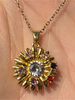 Gold-Tone Multistone Sunburst Pendant Necklace - Women
